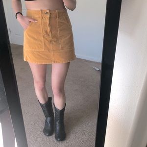 American eagle mustard corduroy mini skirt